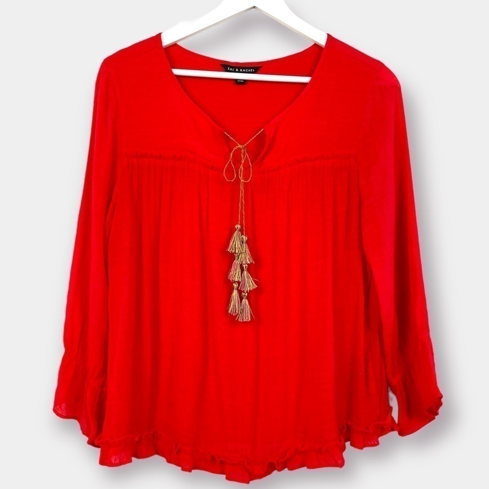 NEW Zac & Rachel Red Tunic Tassel Size Small